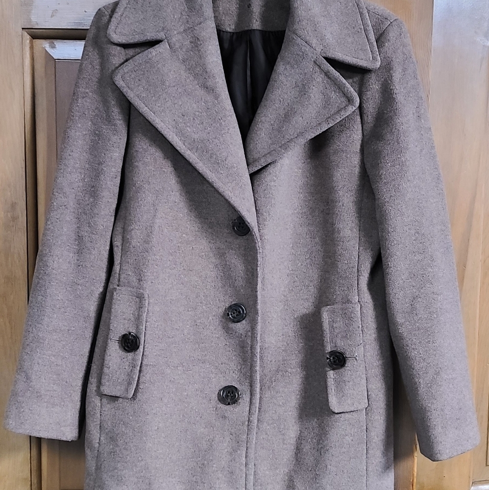 Calvin Klein Women's Wool Blend Taupe Pea Coat
